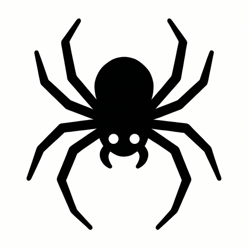 black spider.
In-Game asset.  2d.  High contrast.  No shadows