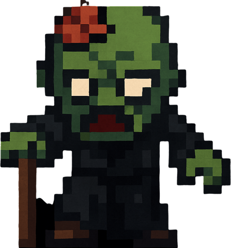 Agrégale una bata negra y un bastón, pixelart