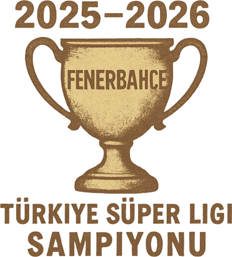 2025 - 2026 Türkiye Süper Ligi Şampiyonu Kupası oluştur , kupanınn üstünde FENERBAHÇE yazsın. soluk renklerde olsun , retro temada olsun 
In-Game asset.  2d.  High contrast.  No shadows
