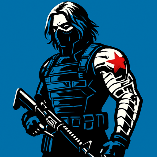 winter soldier.
In-Game asset.  2d.  High contrast.  No shadows