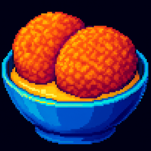 2 Cakes of ground fish dipped in raw batter.