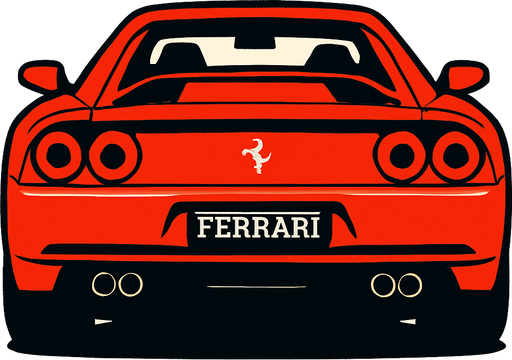 Arkası dönük Ferrari.
In-Game asset.  2d.  High contrast.  No shadows