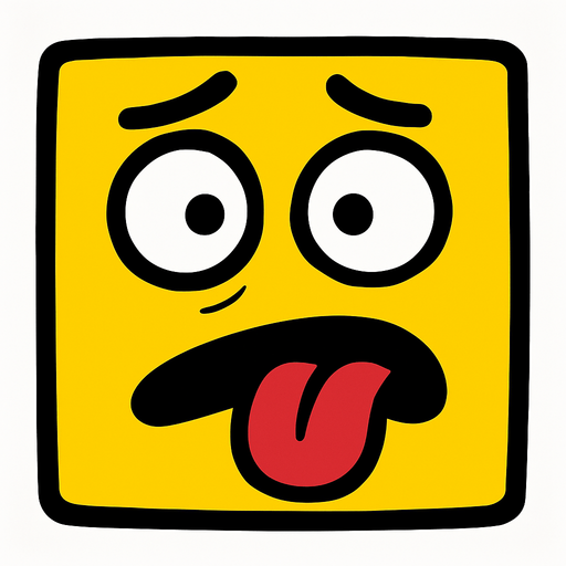 Funny square face looking like an idiot yellow.
In-Game asset.  2d.  High contrast.  No shadows