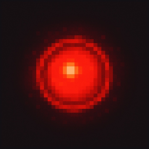 2d pixel high quality A red charcing glowing ball. Bright red core with subtle outer glow. 
Single Game Texture. In-Game asset. 2d. Blank background. High contrast. No shadows.