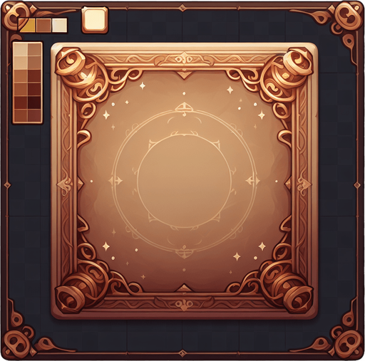 A cardback in brown empy color with mystical corners.
Single Game Texture. In-Game asset. 2d. Blank background. High contrast. No shadows.