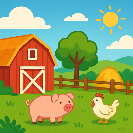 Simple Casual game background animal farm.