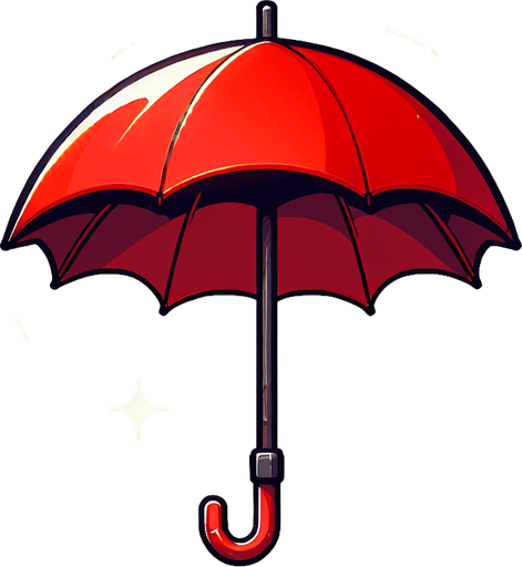 umbrella red.
Single Game Texture. In-Game asset. 2d. Blank background. High contrast. No shadows.