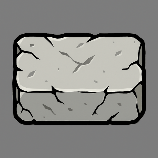una roca regtangular en 2d de color gris claro.
In-Game asset.  2d.  High contrast.  No shadows