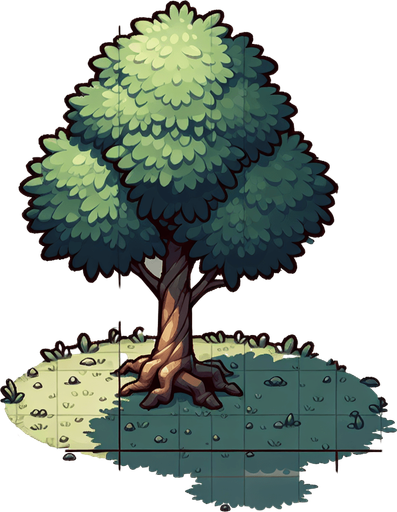 Tree.
Single Game Texture.  In-Game asset.  2d.  Blank background.  High contrast.  No shadows