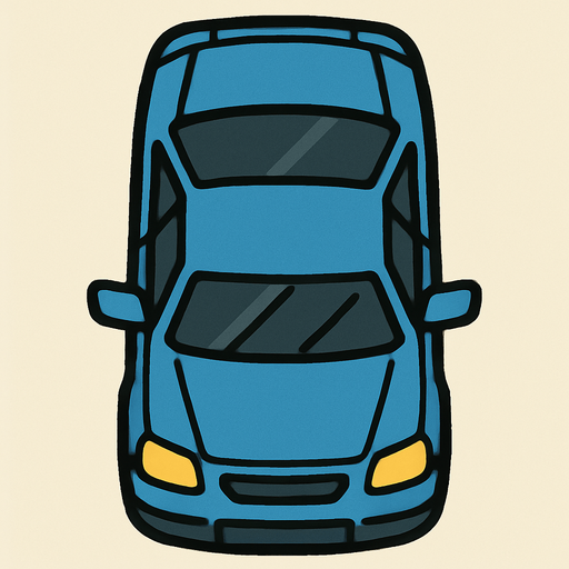 Top down car.
In-Game asset.  2d.  High contrast.  No shadows