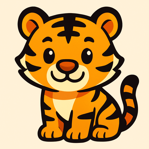 Cute tiger.
In-Game asset.  2d.  High contrast.  No shadows