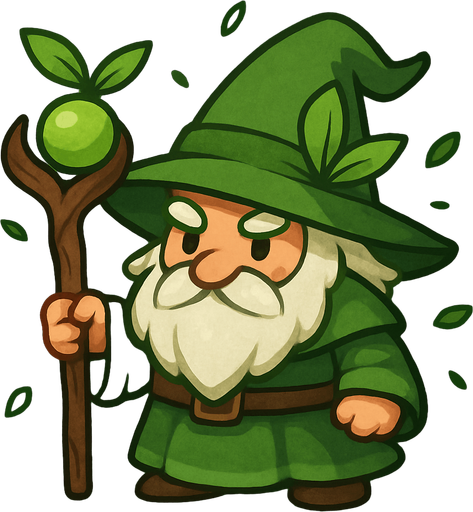 2d in game asset nature (green) wizard.