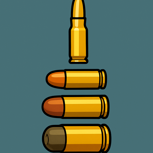 bullets arranged from top to bottom.
In-Game asset.  2d.  High contrast.  No shadows
