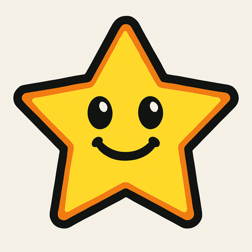 cartoonish star.
In-Game asset.  2d.  High contrast.  No shadows