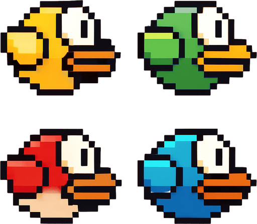 give me some alternatives of real flappy bird.
In-Game asset.  2d.  High contrast.  No shadows. Just one image