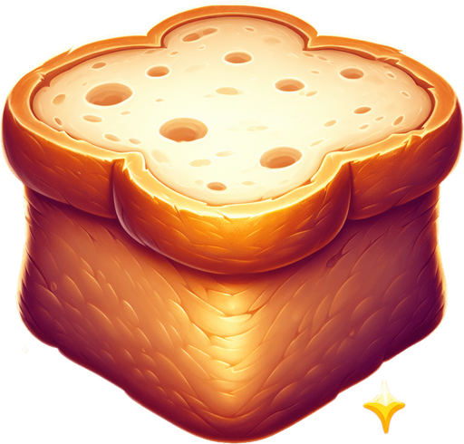 piece of bread.
Single Game Texture.  In-Game asset.  2d.  High contrast