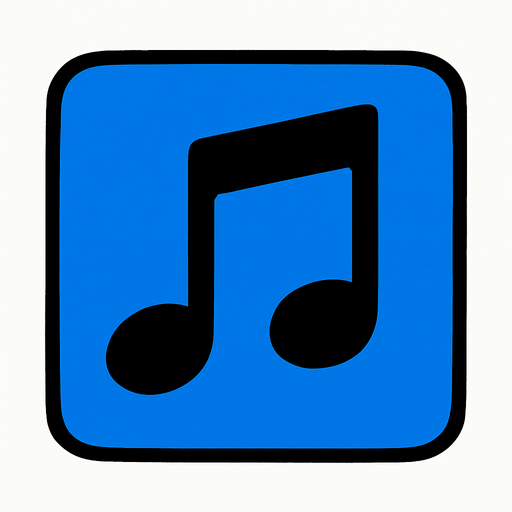 A single tile of musical note 🎵 blue.
In-Game asset.  2d.  High contrast.  No shadows