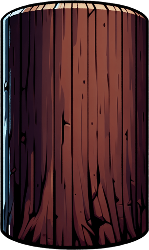 Ağaç kütüğü vektör tarzda dik bir adet koyu kahverengi.
Single Game Texture.  In-Game asset.  2d.  Blank background.  High contrast.  No shadows