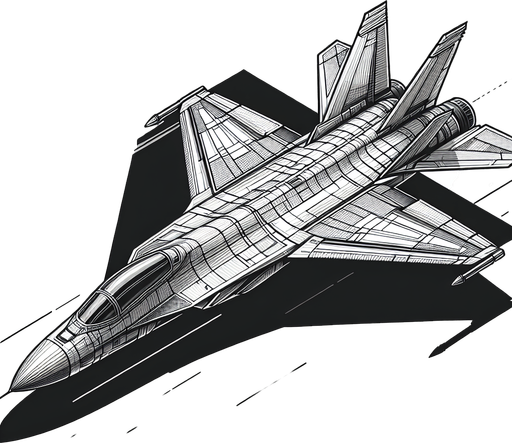 sideway view of a fighter jet. . .
In-Game 2d asset.  transparent background. horizontal. No shadows.