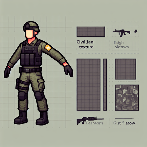full size civilian
Single Game Texture.  In-Game asset.  2d.  Blank background.  High contrast.  No shadows