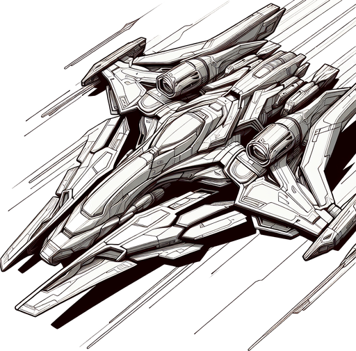 space ship.
Single Game Texture. In-Game asset. 2d. Blank background. High contrast. No shadows.