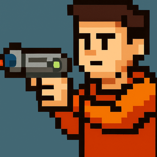 man with laser gun