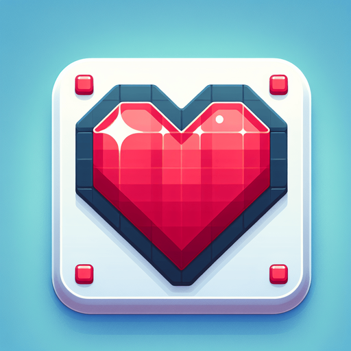 Heart_icon.
Single Game Texture.  In-Game asset.  2d.  Blank background.  High contrast.  No shadows