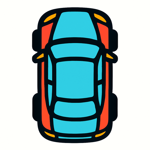 üstten görünümlü araba yap.
In-Game asset.  2d.  High contrast.  No shadows