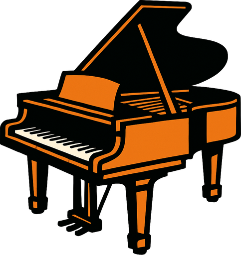 Grand piano.
In-Game asset.  2d.  High contrast.  No shadows