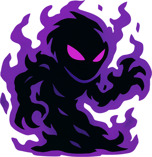 Eco oscuro personificado como un enemigo.
In-Game asset.  2d.  High contrast.  No shadows