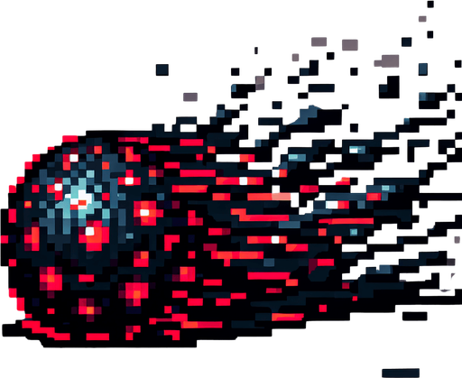 pixel art of a dark goo projectile with red highlights. 
Single Game Texture. In-Game asset. 2d. Blank background. High contrast. No shadows.