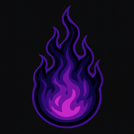 Karanlık morumsu ateşi yukarı doğru olan alev topu.
In-Game asset.  2d.  High contrast.  No shadows