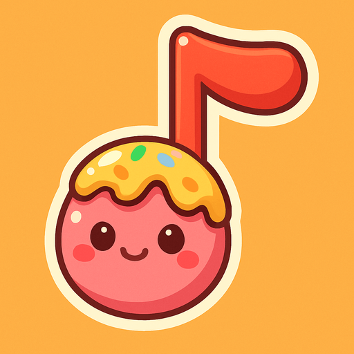 cute 2D illustration of a delicious musical note as a collectible item in a casual mobile game.
In-Game asset.  2d.  High contrast.  No shadows
