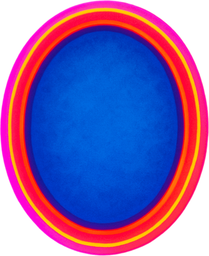 neon pink purple red orange oval filled in blue nuaces.
In-Game asset.  2d.  High contrast.  No shadows