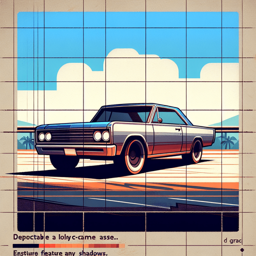 Car.
Single Game Texture.  In-Game asset.  2d.  Blank background.  High contrast.  No shadows