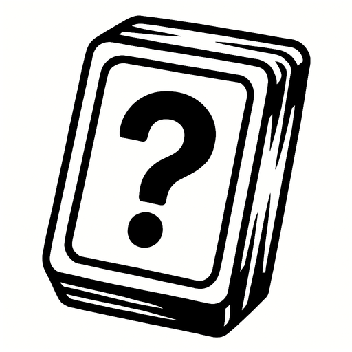 White card packet with a "?" Sign in the middle.
In-Game asset.  2d.  High contrast.  No shadows