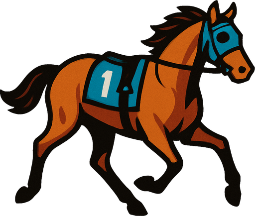 image of a racehorse.
In-Game asset.  2d.  High contrast.  No shadows