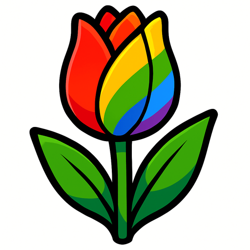 Rainbow tulip.
In-Game asset.  2d.  High contrast.  No shadows