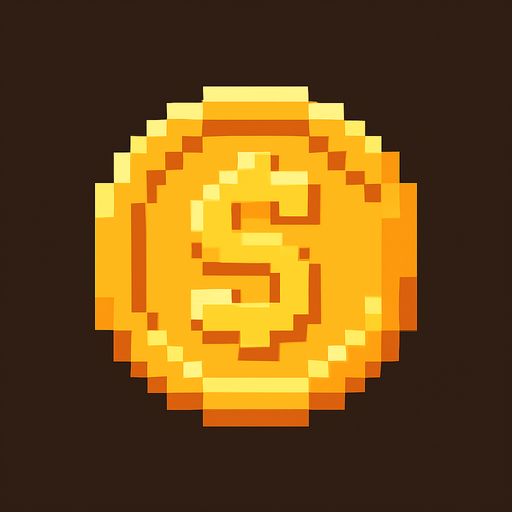 Make me a coin 2d pixel.
In-Game asset.  2d.  High contrast.  No shadows
