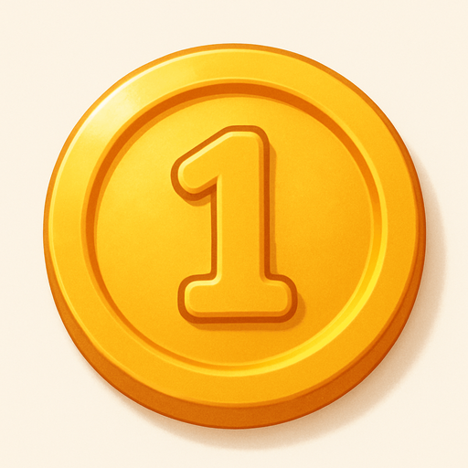 A gold coin. Used as an icon for in-game currency. Cute soft graphics. soft ambient light. semi-matte to satin surfaces. naturalistic with slight saturation boost colors. Tone is premium, friendly, clean with lifestyle or service-oriented appeal.
In-Game asset.  2d.  High contrast.  No shadows. top down. View from above.