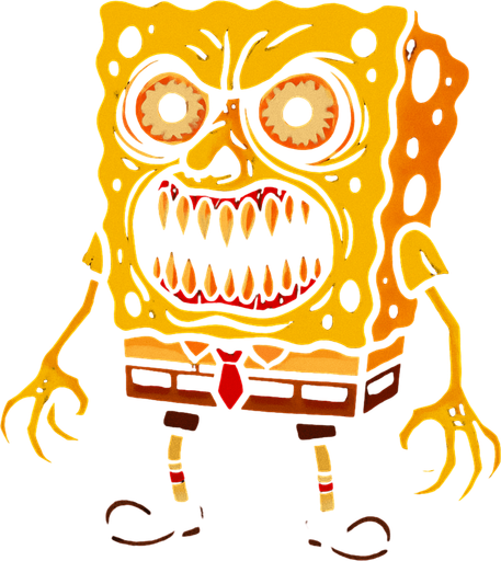 scary sponge bob.
In-Game asset.  2d.  High contrast.  No shadows