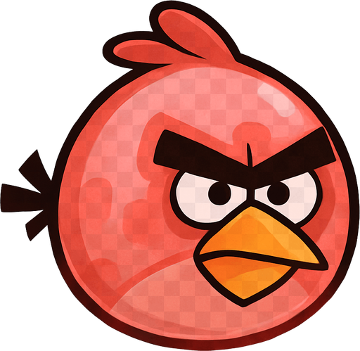 red angry bird transparan.
In-Game asset.  2d.  High contrast.  No shadows