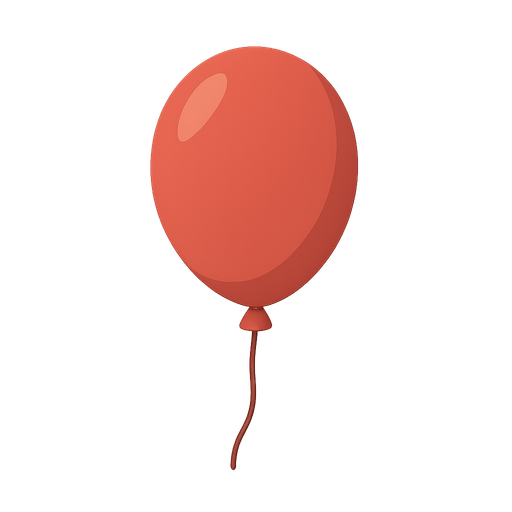 Balloon. No background. Transparent background. Blank background. No shadows. 2d. In-Game asset. flat