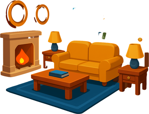 Classic Room.
In-Game asset.  High contrast.  No shadows. 3D