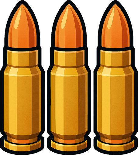 Triple vertical bullet.
In-Game asset.  3d.  High contrast.  No shadows
