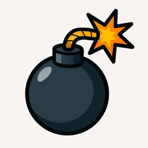 2D golgesiz bir bomba.
In-Game asset.  2d.  High contrast.  No shadows