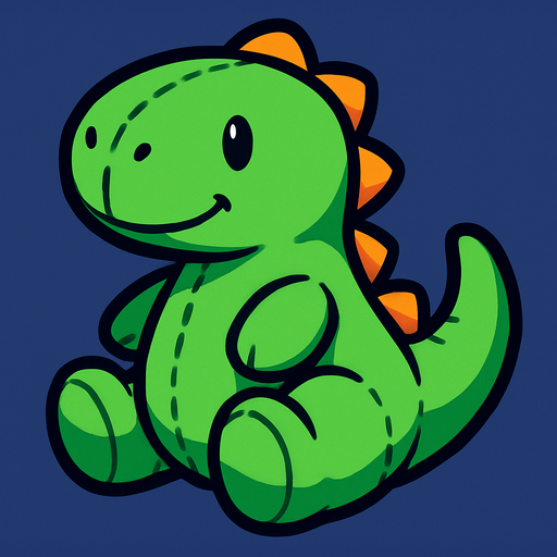 Green dino plushie.
In-Game asset.  2d.  High contrast.  No shadows
