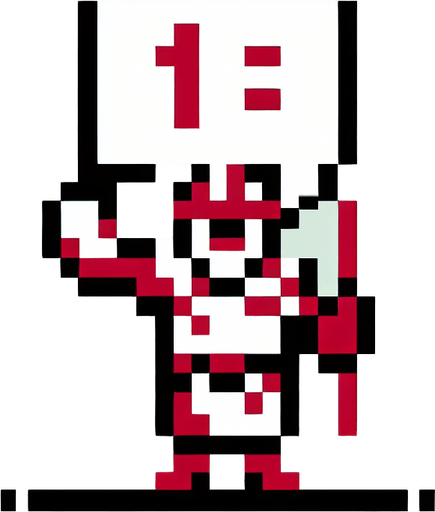 ubbe speech with red text inside saying "-1". pixelated. 8 bit..
Single Game Texture. In-Game asset. 2d. Blank background. High contrast. No shadows.