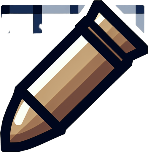 Bullet.
Single Game Texture. In-Game asset. 2d. Blank background. High contrast. No shadows.