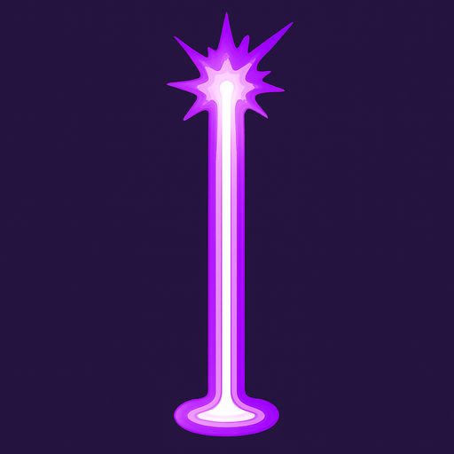 Bala de un rayo láser morado en vertical.
In-Game asset.  2d.  High contrast.  No shadows